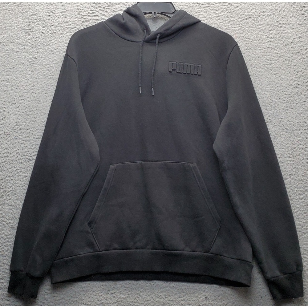 Puma Hoodie Mens XL Black Fleece Lined Athletic Fit Drawstring Kangaroo Pockets